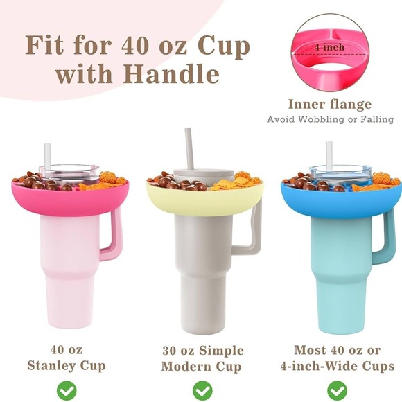 Silicon Snack Tray for Stanley 40 oz with handle PINK NWT - Picture 2 of 8